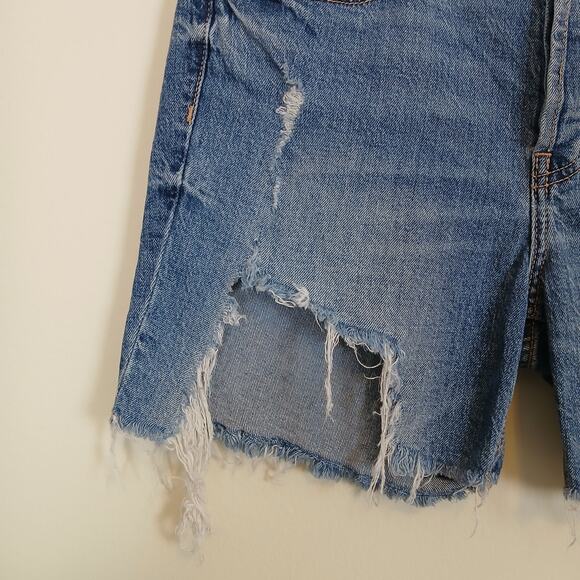 Eunina Denim Shorts Women Medium‎ High Rise Mid-Thigh Distressed Ripped 90s Boho - Picture 2 of 14
